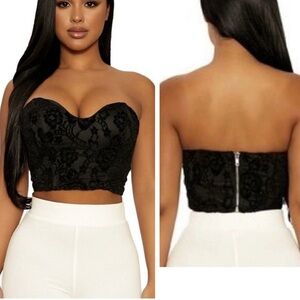 NEW Naked Wardrobe Black Lace Bustier Corset Top, Sizes XS & S